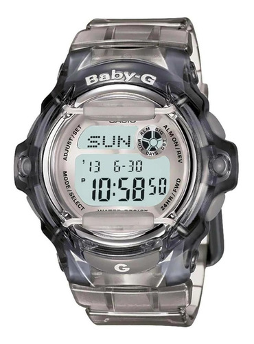 Reloj Casio Baby G Dama Bg 169r Gris Transparente Protector Color de la correa Negro Color del bisel Negro