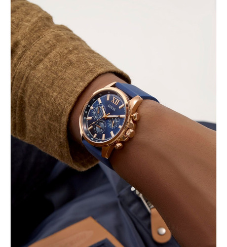 Reloj Guess Hombre Walker Azul Oro Rosa