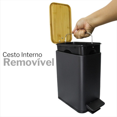 Lixeira 5 Litros Em Inox Com Pedal Styllus Slim Banheiro