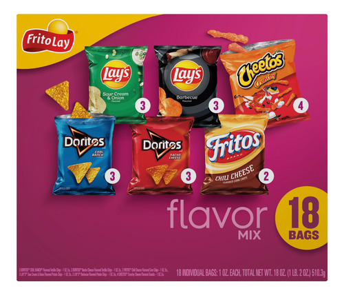 Papitas Americanas Frituras Caja Con 18 Pzas Mezcla De Papas