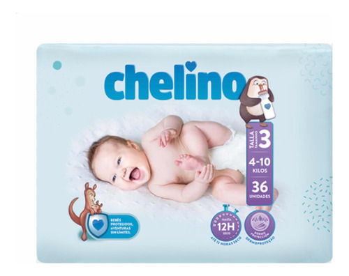 Pañales Chelino Love Talle 3 -m- (4-10kg) X36u. Importados 