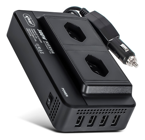 Inversor 12v 220v Tensão Veicular 300w Conversor 4 Porta Usb