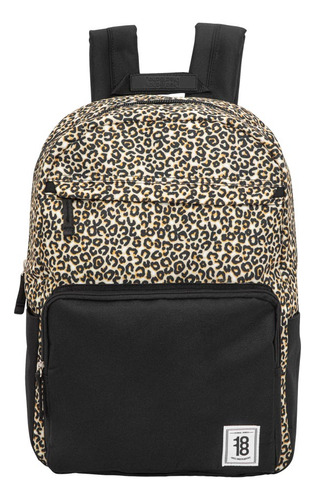 Mochila Animal Print Backpack 1818 Negro 758l Median Escolar