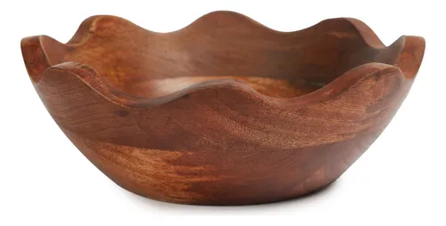 Tazón De Diseño De Ondas Hechas A Mano De Madera Amerindiana