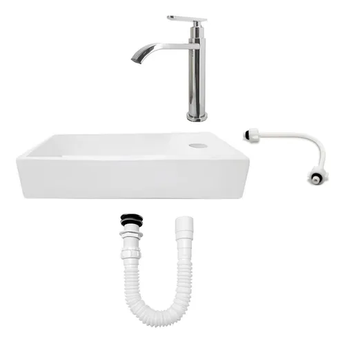 Combo Lavamanos Pequeño Rectangular + Grifería Agua Fríac830