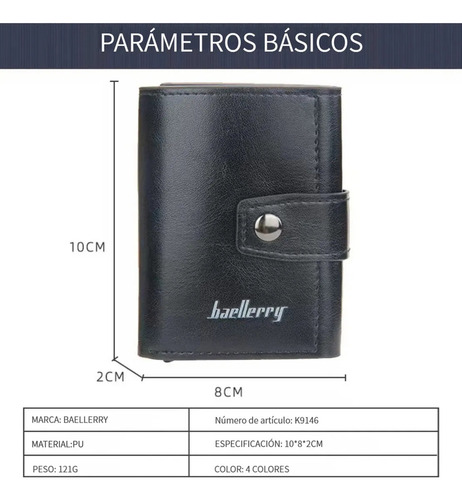 K Cartera Tarjetero De Cuero Para Hombre Con Protección Rfid