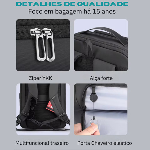 Mochila grande expandible de primera calidad para cuaderno de 35 litros, 15.6 Mark Ryden, modelo Mr9808, color negro liso
