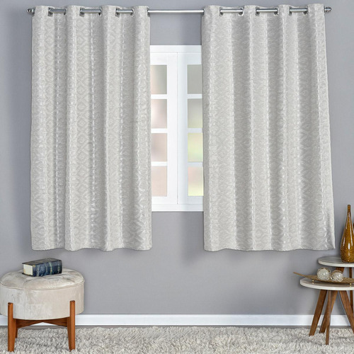 Cortina Albany 2,80m X 1,60m Jacquard Corta Luz Sala Palha