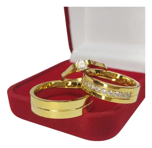 Alianças Namoro Compromisso 6mm Titânio Banhado A Ouro 18k