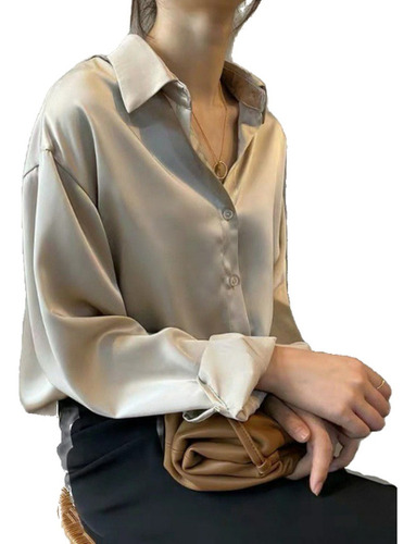 Camisa De Seda Blusa Vintage Camisas Sueltas De Mujer