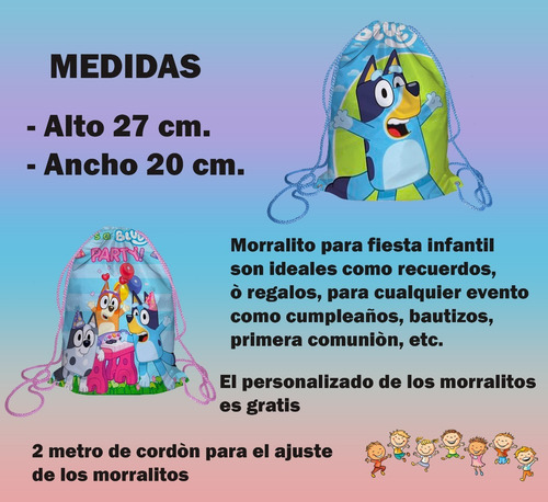70 Morralito Dulcero Bolo Fiesta Infantil Bluey