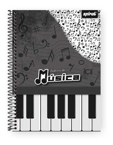  Spiral Universitária Universitário Música 03271 96 folhas  pautada para música 1 assuntos unidade x 1 20cm x 27.5cm piano