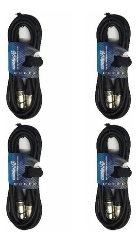Pack De 4 Cables De Micrófono Armados De 10 Metros Cada Uno Con Fichas Canon Cablelab - Stagelab