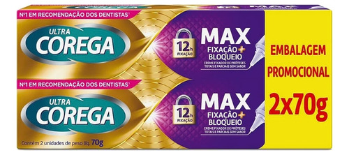 Corega Ultra Max Fixação E Bloqueio  Kit  2 Unidades