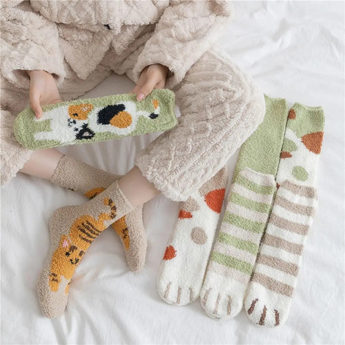 Calcetines Invierno De Felpa Diseño Gato