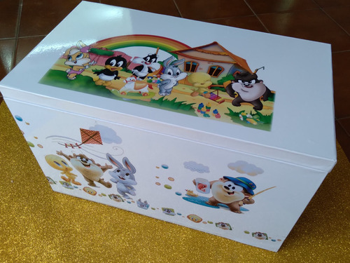 Imagen 6 de 10 de Cofre Para Bebes Personalizados. Ideal Ajuar Regalos Looney