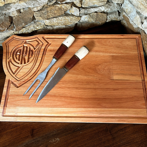 Tabla Asado De River Plate Grande + Kit Parrillero Picnic
