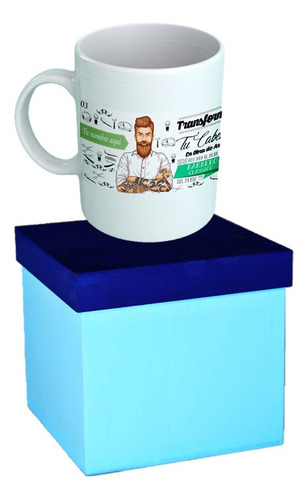 Regalo Para Barbero Personalizado Caja Taza Azul