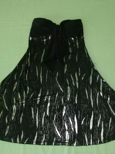 Vestido Strapless Fiestas Negro Y  Plata 