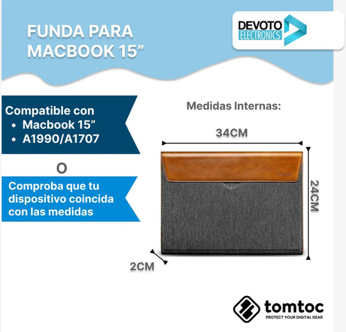 Funda Para Macbook Pro 15 Touch Bar A1990 A1707 2016-2019
