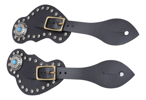 Juego De Correas Con Forma De Espolón Negro, 2 Piezas, Piel