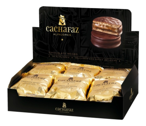 Alfajor Cachafaz Chocolate Negro Caja X 12un