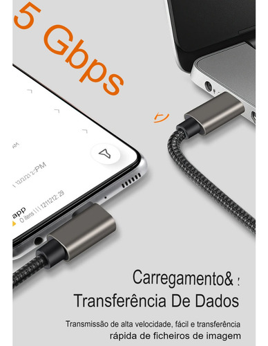 Cabo Usb-c 5 Metros Compatível Smart Tv iPhone 15 Todos