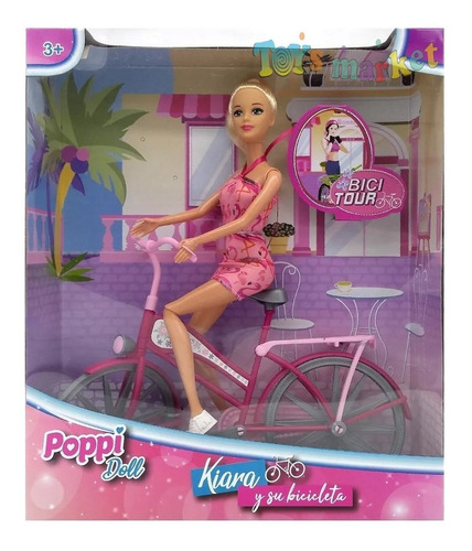 Imagen 6 de 7 de Muñeca Kiara Y Su Bicicleta Nenas Juguetes Niñas Juegos