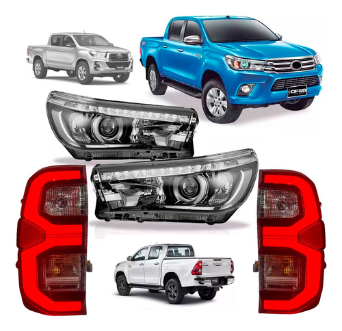 Par Farol + Lanterna Hilux Led 16 17 18 19 Para Adaptar Srv