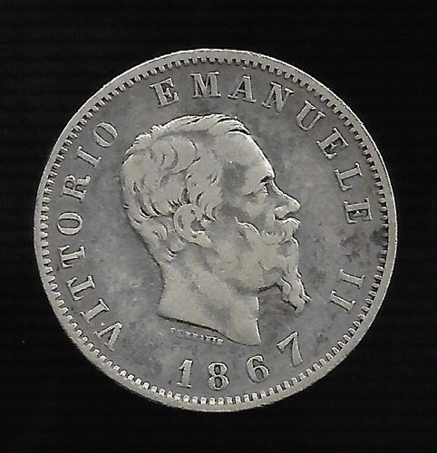 Italia 1 Lira 1867 M-bn Plata Km# 5 A Mb+