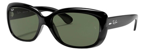 Gafas de sol Ray-Ban Jackie Ohh Standard con marco de nailon color gloss black, lente green de cristal clásica, varilla gloss black de nailon - RB4101