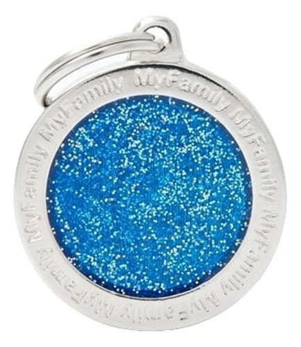 Chapa Identificatoria Mascota My Family Shine Big Circle Color Azul Shine Blue Big Circle