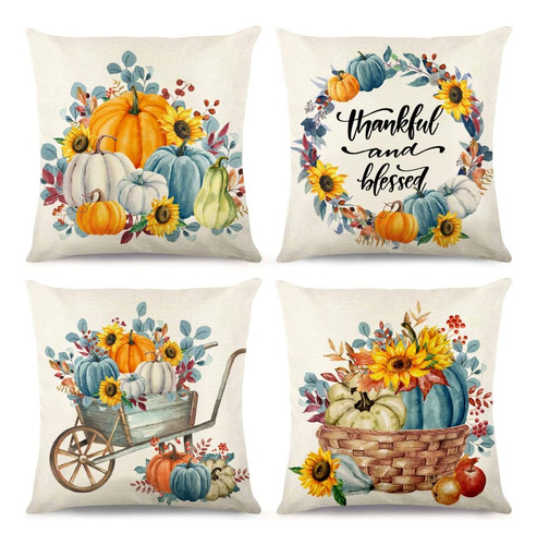 Juirnost Fundas De Almohada De Otoño 18x18 Juego De 4 Decora