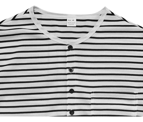 Polera Henry De Manga Larga Para Hombre Top Henry De Rayas H
