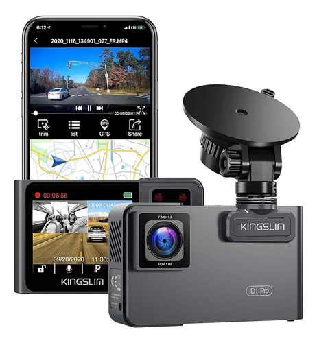 Kingslim D1 Pro 2k Dash Cam Frontal E Interior Con Wi-fi Gps