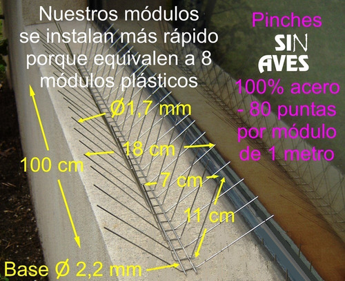 Imagen 6 de 10 de 10m Pinche Puas Espanta Pinchos Ahuyenta Palomas Control Ave