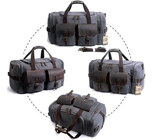 Suvom Bolso De Lona De Lona De Cuero Bolso De Viaje De Fin D