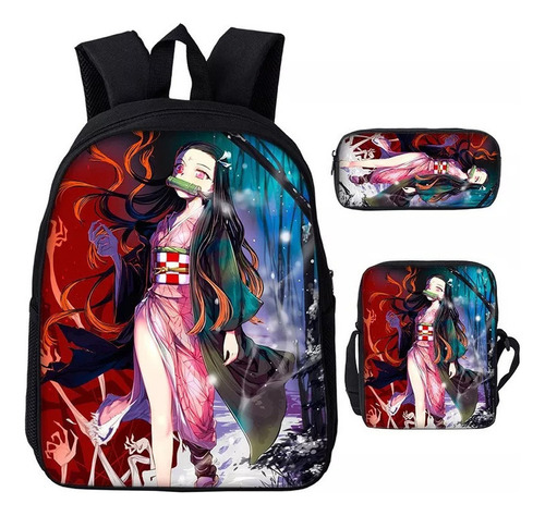 Mochila De 3 Piezas Demon Slayer Kamado Nezuko Bolso De Homb Color 06