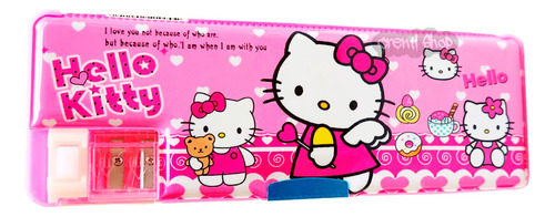 Lapicera De Hello Kitty Rigido Con Sacapuntas Color Rosa