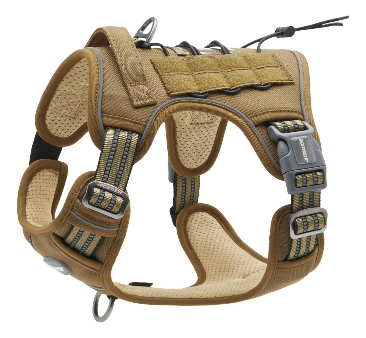 Arnés Táctico Auroth Ajustable para Perro, Talle L, Caqui