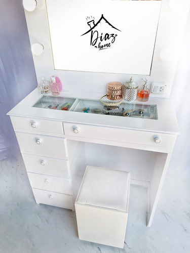 Imagen 2 de 8 de Mueble Tocador Espejo Hollywood 90cm Moda Entrega Inmediata
