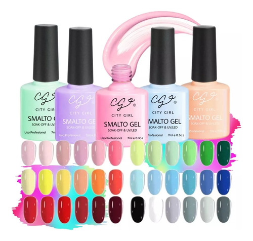 Kit X6  Esmaltes City Girl  Semipermanentes Soak Off Uv/led 