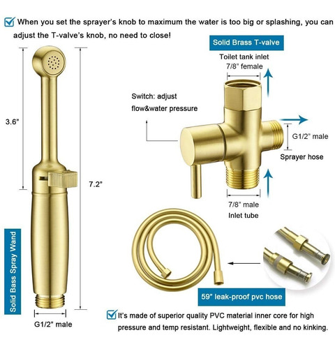 Imagen 4 de 6 de Juego De Bidet Premium Mini Regadera Con Sus Accesorios