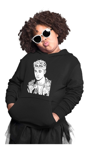 Sudadera Negra Infantil Con Estampa De Justin Bieber