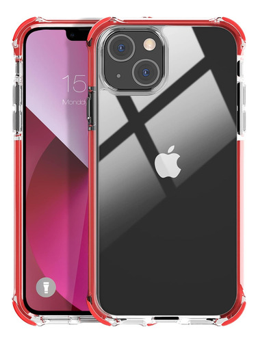 Funda Mateprox P/iPhone 13 6.1in/shockproof Bumper/clear+red