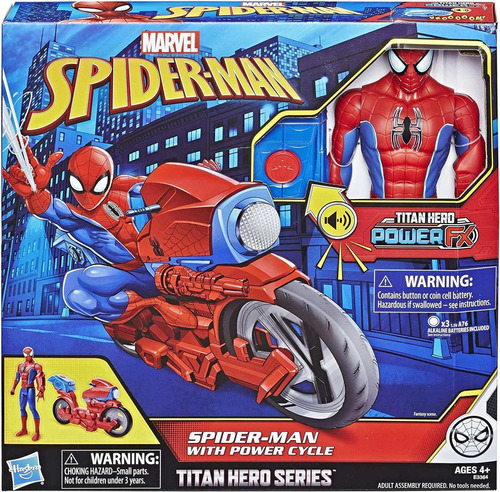 Marvel Titan Hero Series: Spiderman Con Motospider Fx Color Rojo