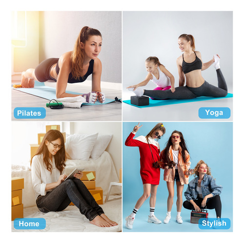 4 Pares Calcetines De Yoga Con Franjas Calceta Unisex