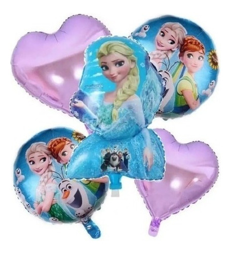 Bouquet 5 Globos Frozen 60cm 3d+4metalizados 45cm