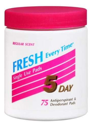 5 Day Anti-perspirant Deodorant Pads Regular Scent 75 Each (