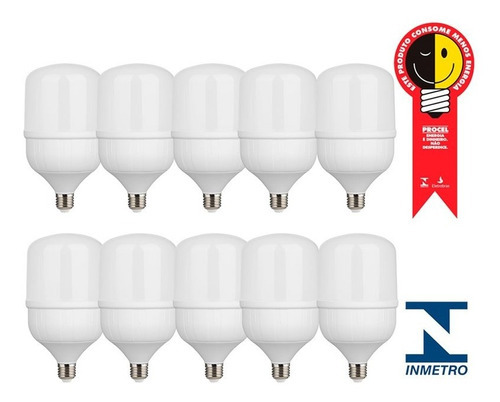 Kit Com 10 Lâmpadas Led Globe E-27 40w 6500k Bivolt Kian Cor da luz Branco-frio 110V / 220V (Dupla Voltagem)